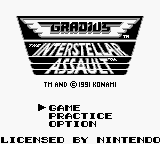 Gradius - The Interstellar Assault (USA) Title Screen